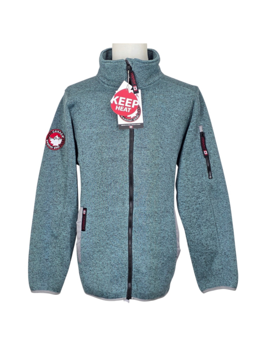 Canada Weather Gear Women's 3X Climb Jacket Sweater Fleece Full Zip Teal NWT